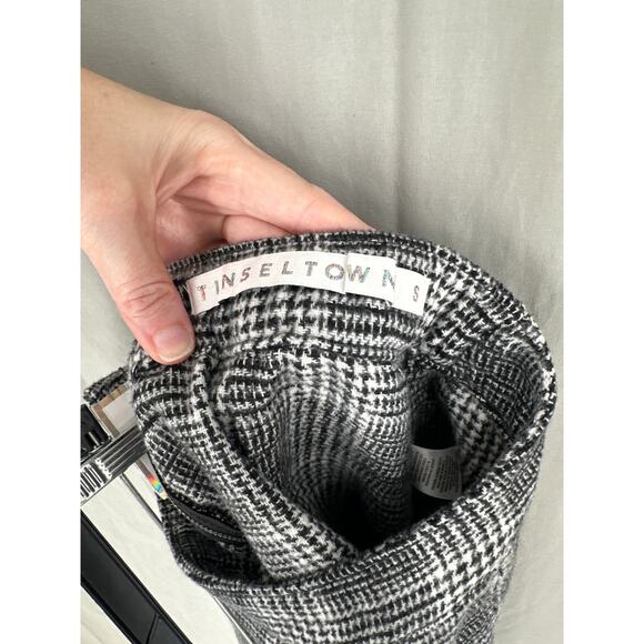 Tinseltown Skirt Womens Small Black Mini Plaid Grunge Boho Slit Academia - Picture 2 of 8